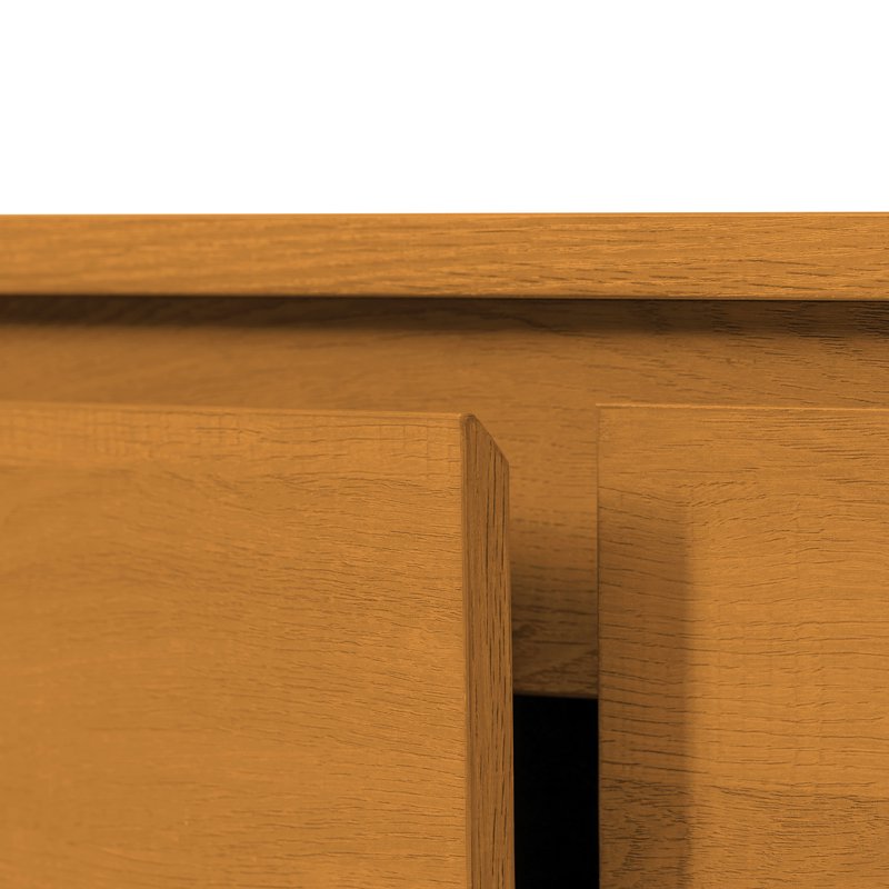 Warm Honey Curved Accent Cabinet with 2 Doors & 3 Shelves