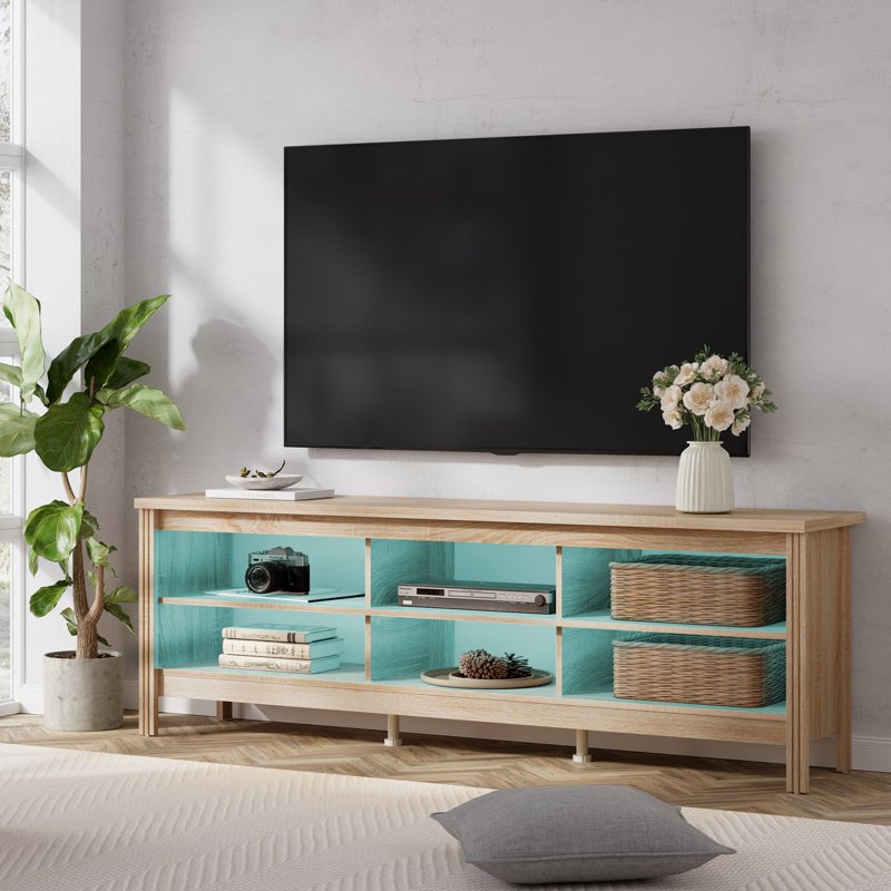 Farmhouse TV Stand for 55-60 Inch TVs - Black Wood Cabinet