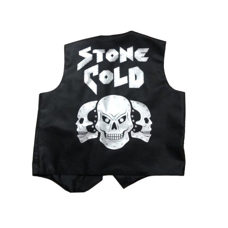 Mens XL Stone Cold Steve Austin Skulls Leather Costume Vest - Halloween Wrestling Gift