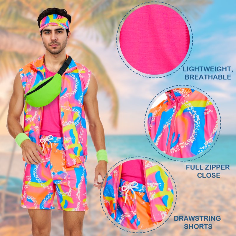 80s Men Workout Costume XL - Retro Cosplay Outfits for Halloween & Parties