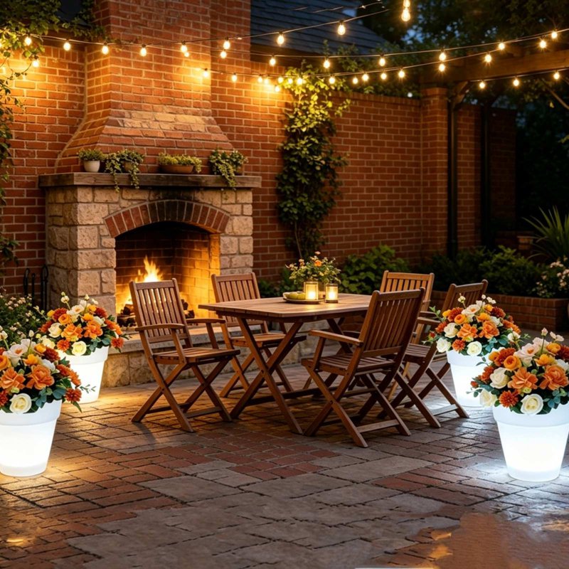 Solar Flower Pot Lights J - Waterproof Outdoor LED Garden Decor