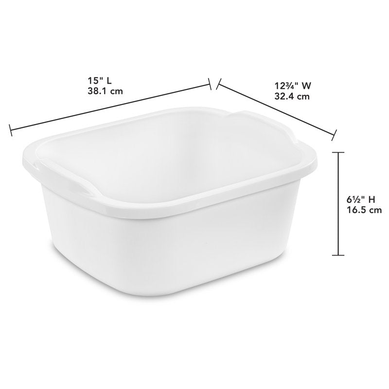 12 Qt. Plastic Dishpan - Multi-Purpose Wash Tub, 8 Pack - White