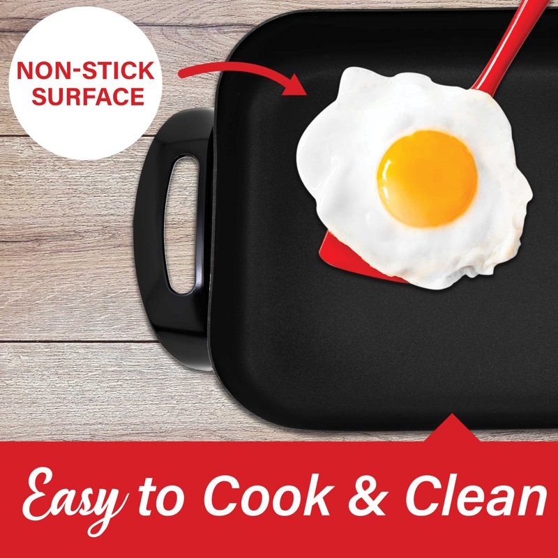 16-Inch Nonstick Electric Skillet with Glass Lid - 1400W