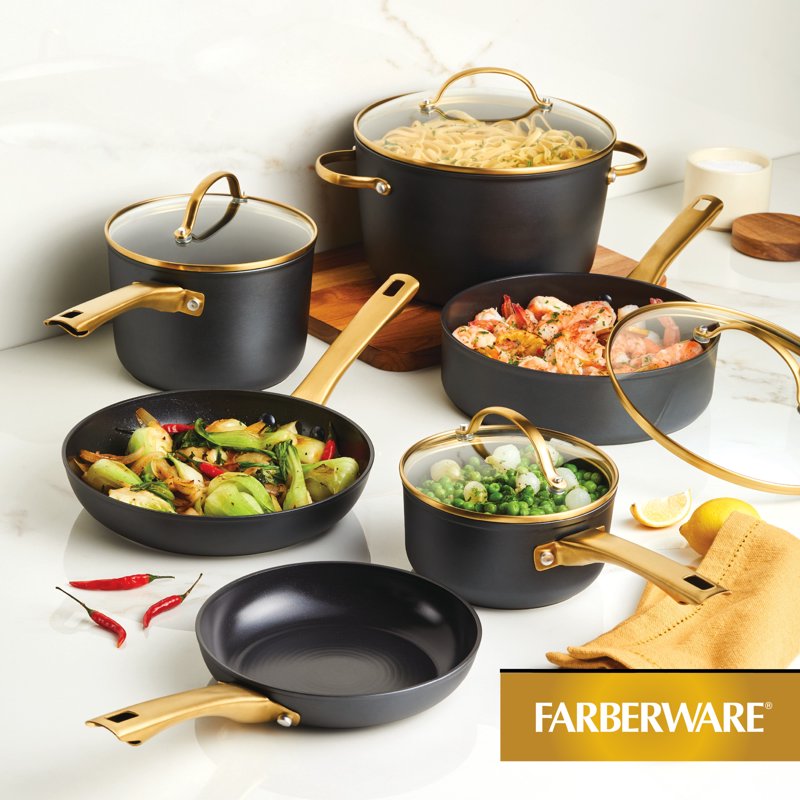 12-Piece Induction-Ready Ceramic Nonstick Cookware Set - Black
