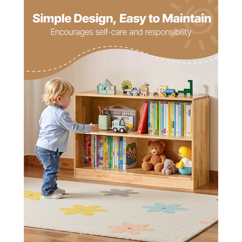 Montessori Bookshelf - 35.4-Inch Wooden Toy Organizer for Kids