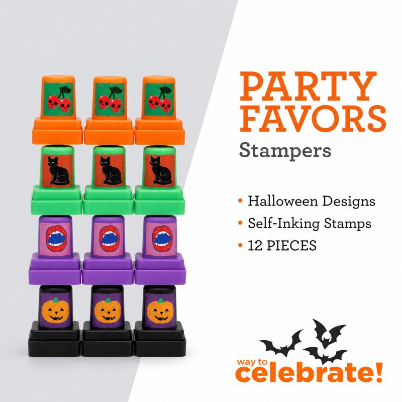 Halloween Stampers Party Favors Set - Multicolor, 12 Self-Inking Designs