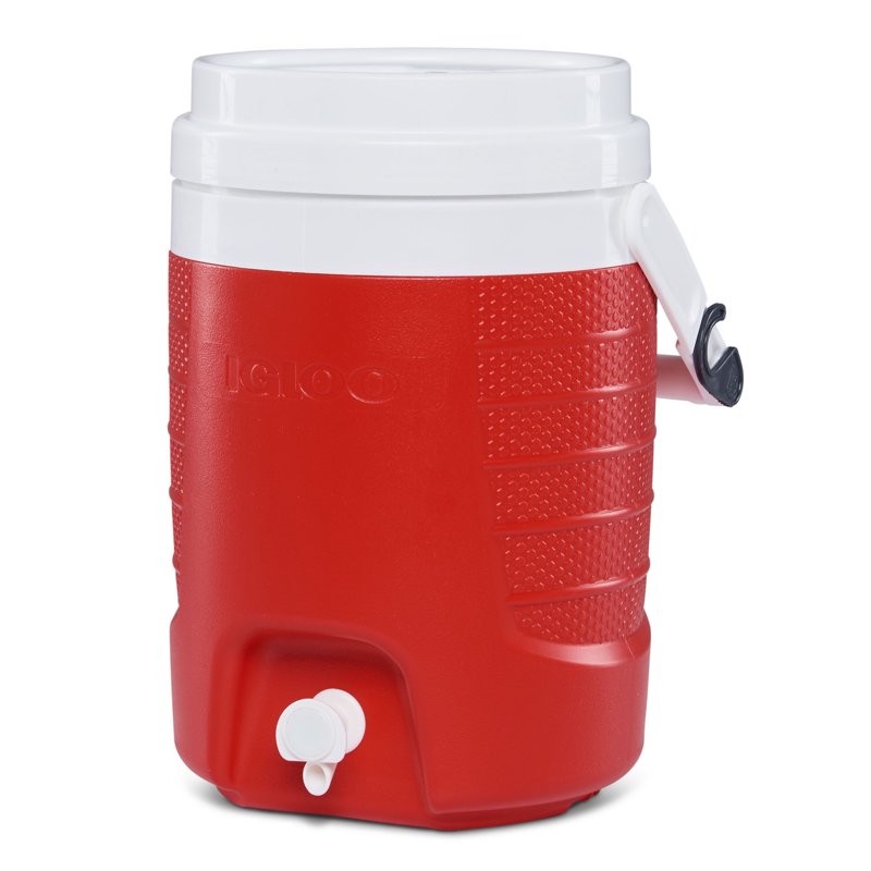 2 Gallon Sports Beverage Jug with Hooks - Red