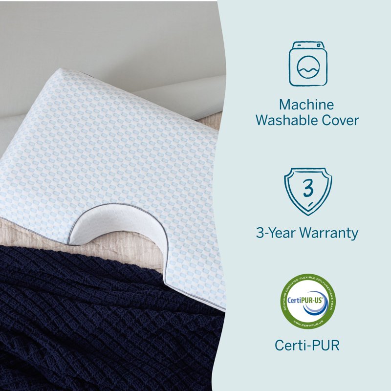 Cooling Charcoal Gel Memory Foam Pillow with Shoulder Cutout - Queen
