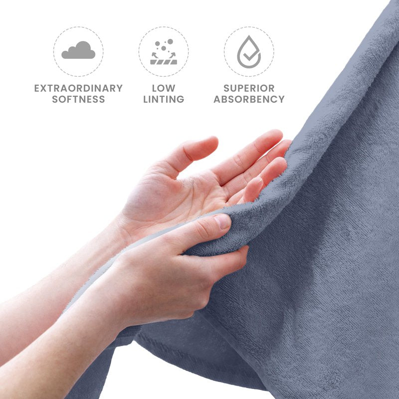Cotton Towel Set 6 Pieces - Quick Dry Soft & Absorbent Heather Blue