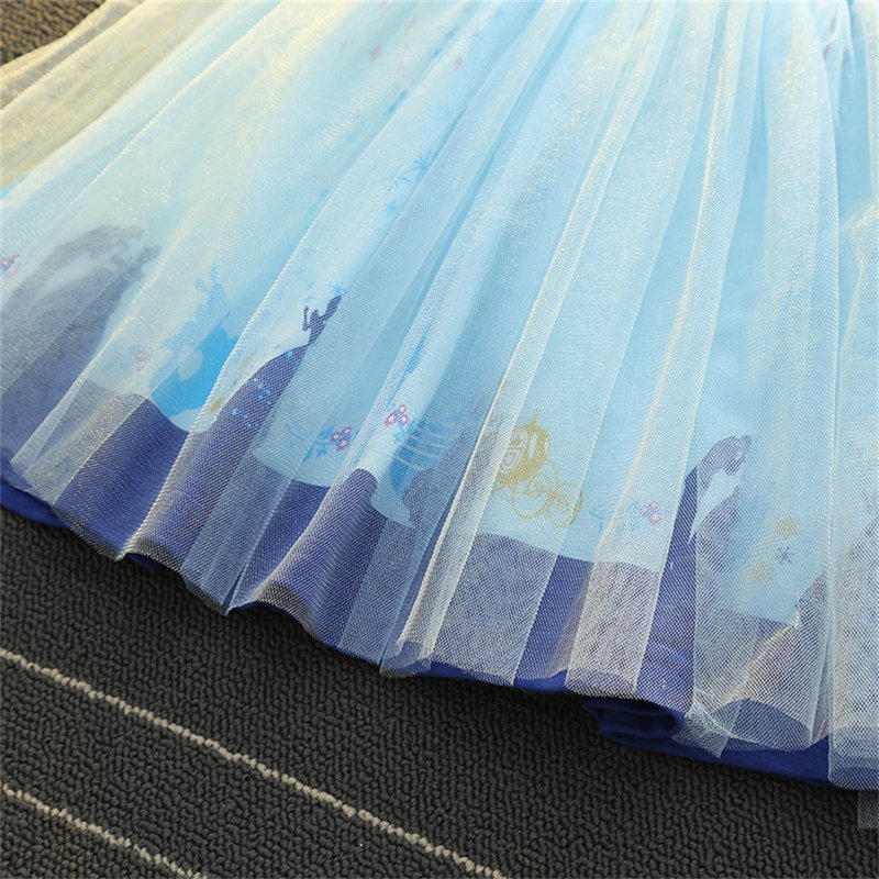 Toddler Girls Princess Tulle Dress - Blue 1-2T Halloween Birthday Party