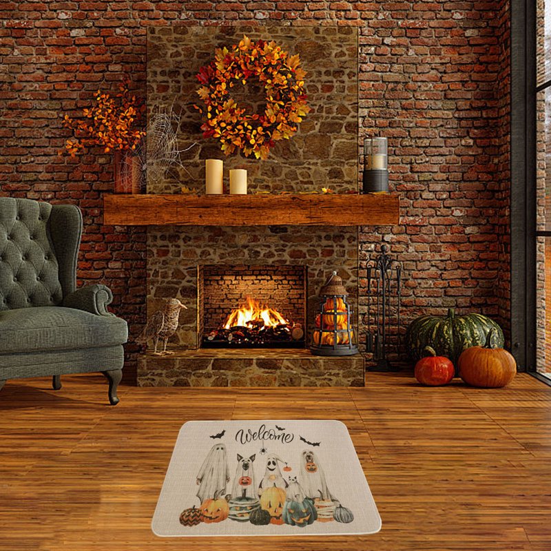 Halloween Doormat 23x15 Inch Jack O Lantern Fall Rug for Front Door & Porch - Variation D