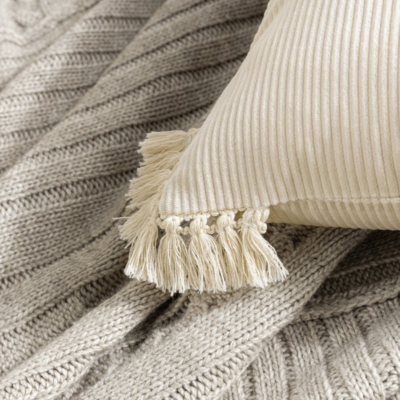 20x20 Inch Off White Corduroy Velvet Decorative Throw Pillow Set of 2