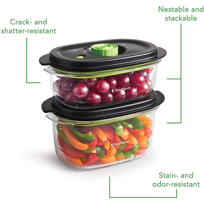 Vacuum Sealer Container Set - 3, 5 & 10 Cup BPA-Free for Food Storage