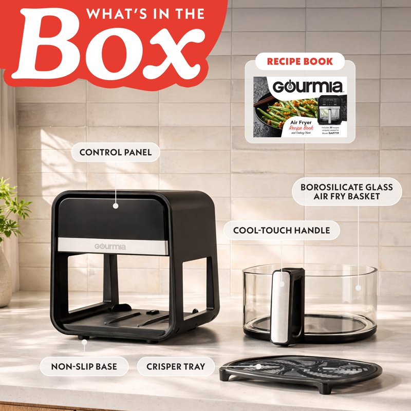 7-Quart Digital Air Fryer with Glass Basket and 12 Cooking Presets