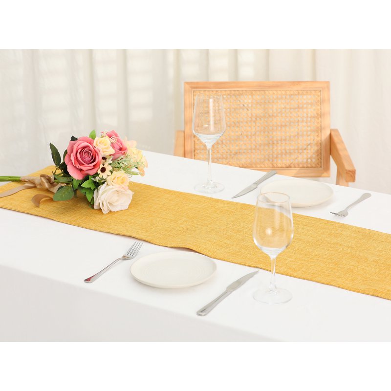 Solid Color Table Runner - Yellow, 12" x 83" Long Linen Banner