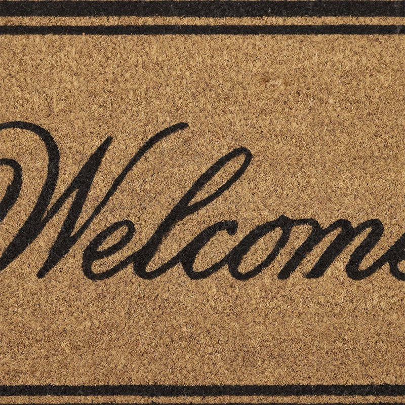 17.7 x 47.2 Inch Coir Doormat with Welcome Script & Double Border Non-Slip Entry Rug