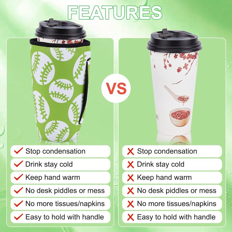 Reusable Neoprene Drink Sleeve Holder for Iced Coffee - 186x140mm
