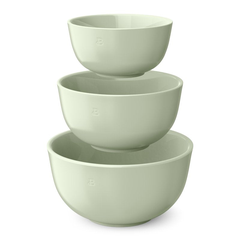 3-Piece Stoneware Nesting Mixing Bowl Set - Sage Green