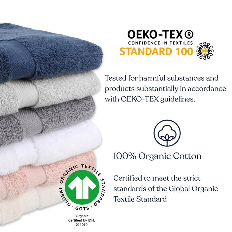 Light Gray 20-Piece Organic Cotton Towel Set - Plush, Quick Dry, Eco-Friendly