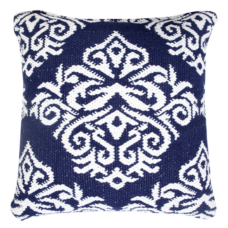 Ox Bay Blue White Medallion Cotton Blend Pillow Cover 20x20 - Indigo Variation