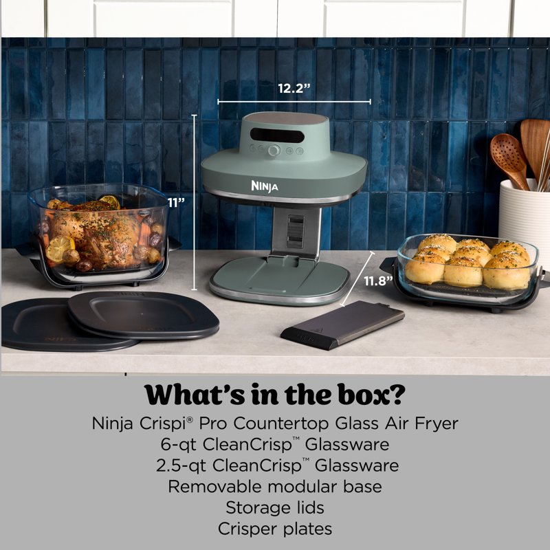Glass Air Fryer 6-in-1 Countertop Cooking System - 6-Qt and 2.5-Qt Capacity