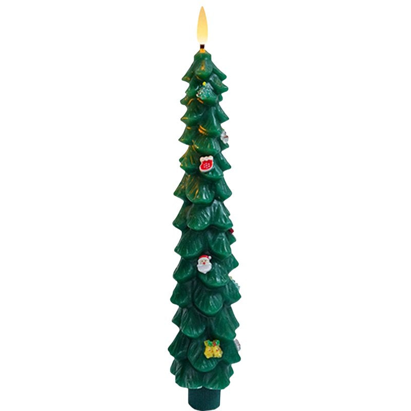 LED Christmas Flameless Candle Light - Green C - 9 Inch Acrylic Holiday Night Light