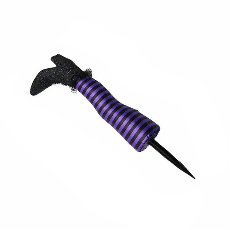 Halloween Witch Legs Yard Stake Decoration - Purple Striped Witch Legs