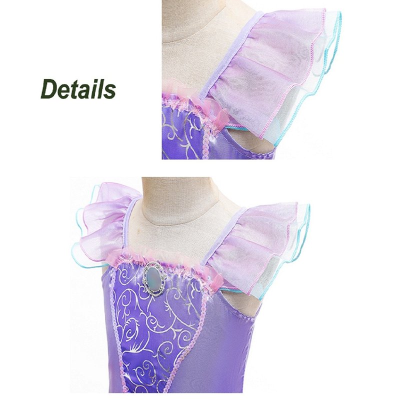 Little Girls Purple Mermaid Costume Dress for Girls 3-4T with Accessories - Christmas & Birthday Party