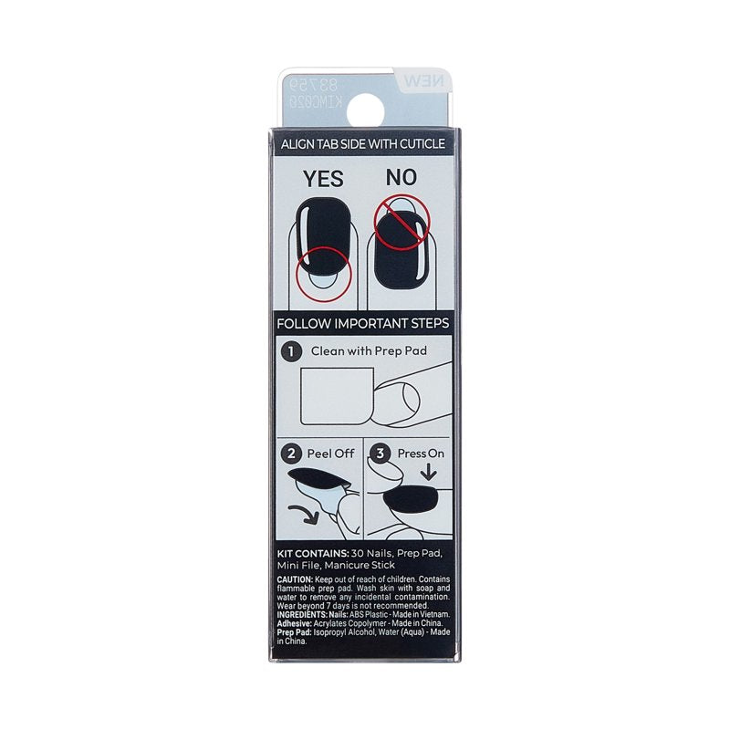 Black Short Squoval Press-On Nails - 30 Pieces