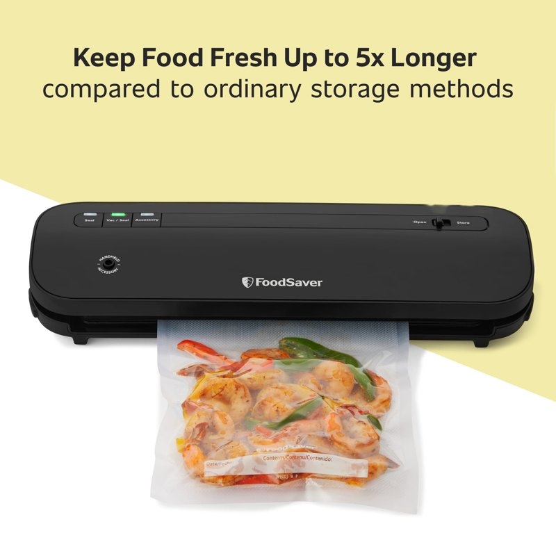 Vacuum Sealing System - Space Saving Food Sealer, Black