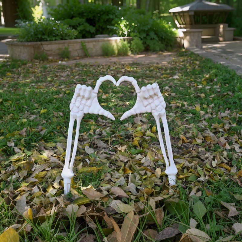 Halloween Skeleton Hand Stakes - Love Pose Lawn Decorations, 17 Inch Outdoor Yard Decor