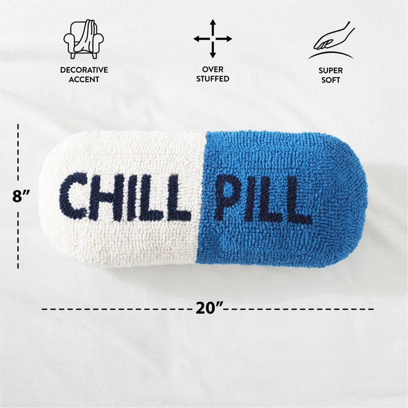 Chill Pill Shaped Decorative Pillow - 20 x 8 Inches, Cobalt, Variation 1