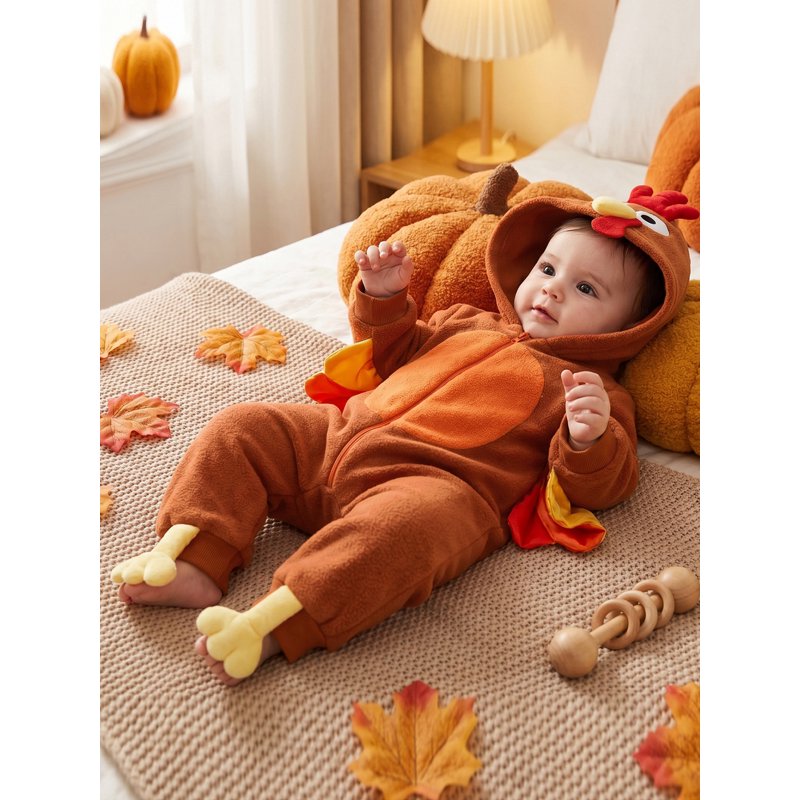 Toddler Baby Girl Boy Thanksgiving Turkey Costume Brown with Legs 6-12 Months