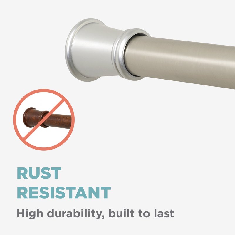 Adjustable Tension Shower Rod - 26 to 76 Inches Brushed Nickel - No Tools Needed