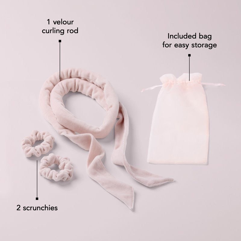Heatless Soft Ribbon Curl Set for Smooth Defined Curls - Pink