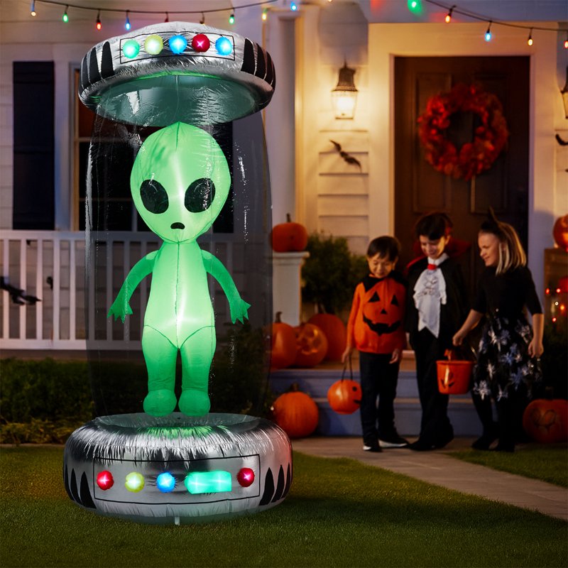 8.2ft Halloween Inflatable UFO with Alien & RGB Lights Outdoor Decor