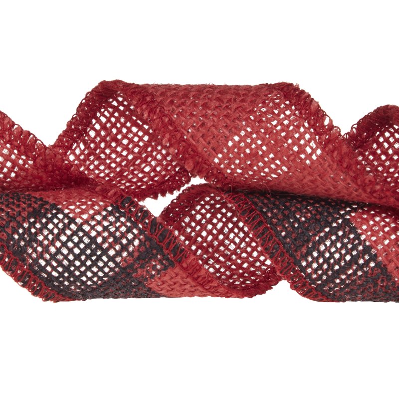 Love, Laugh, Craft Burlap Ribbon Set - 1.5 Inch Wide, 3 Yards, Red & Black Buffalo Check