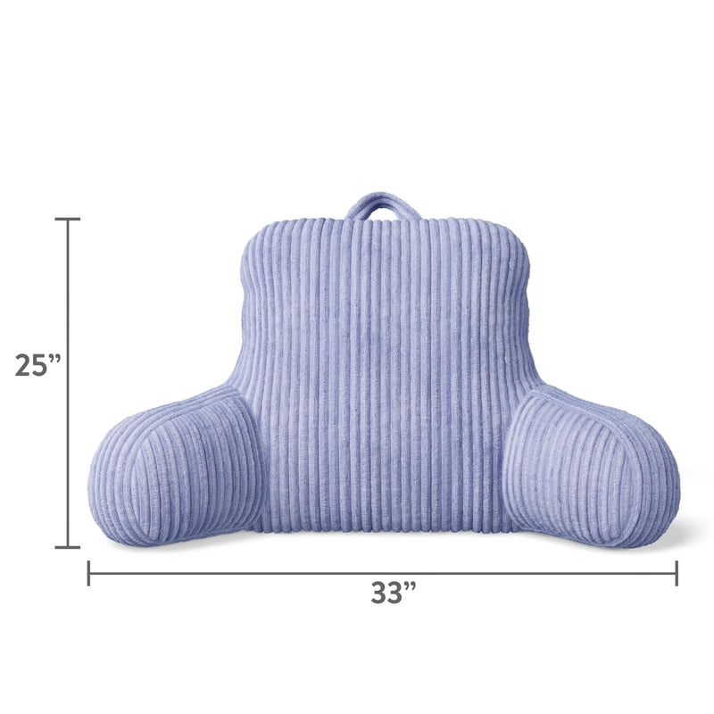 Kids Backrest Pillow with Ribbed Corduroy Plush - Light Purple, 33 x 13 x 25 in - Supportive Reading & Lounge Cushion