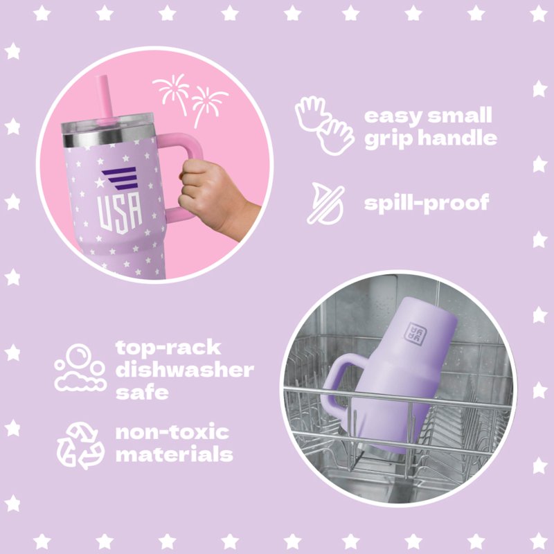Kids Insulated Travel Tumbler with Straw - Purple 12oz