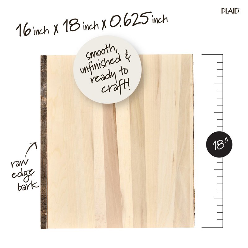 (2 Pack) Rustic Wood Planks 16x18 Inches - Pine Wood Surface for Crafts & Decor - Unfinished Natural Finish - Plaid