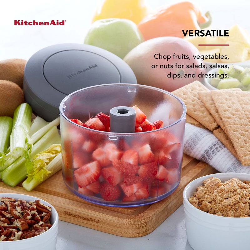 Manual Pull Food Chopper and Processor - Charcoal Gray