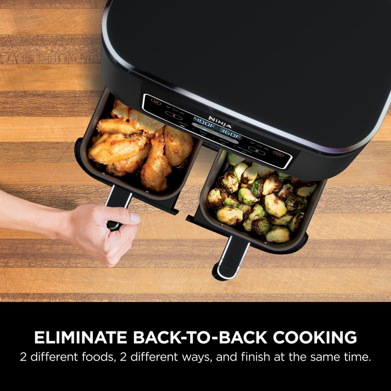 Ninja Foodi 8-Qt DualZone Air Fryer - Black, 4-in-1 Cooking