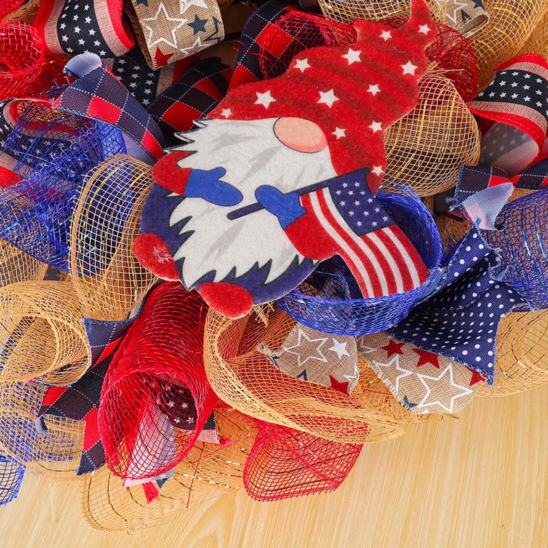 Nkmbld 4th of July Patriotic Wreath - Red White Blue for Front Door & Outdoors (Variation A)