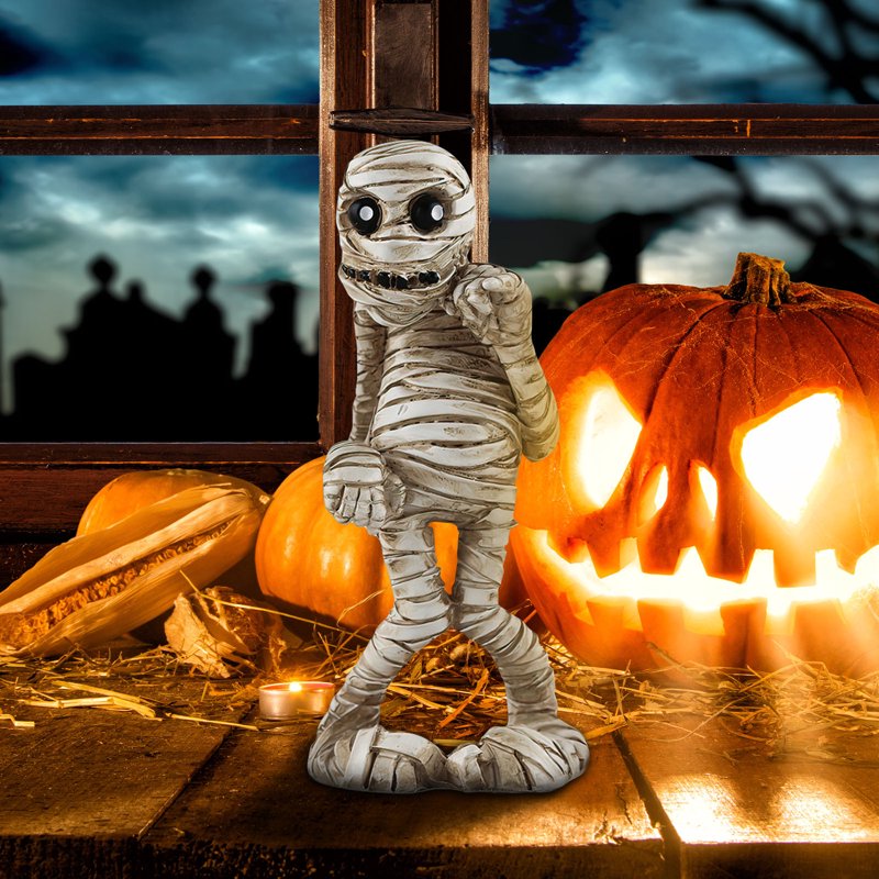 Halloween Mummy Figurines - Spooky Resin Decorations for Indoor Use