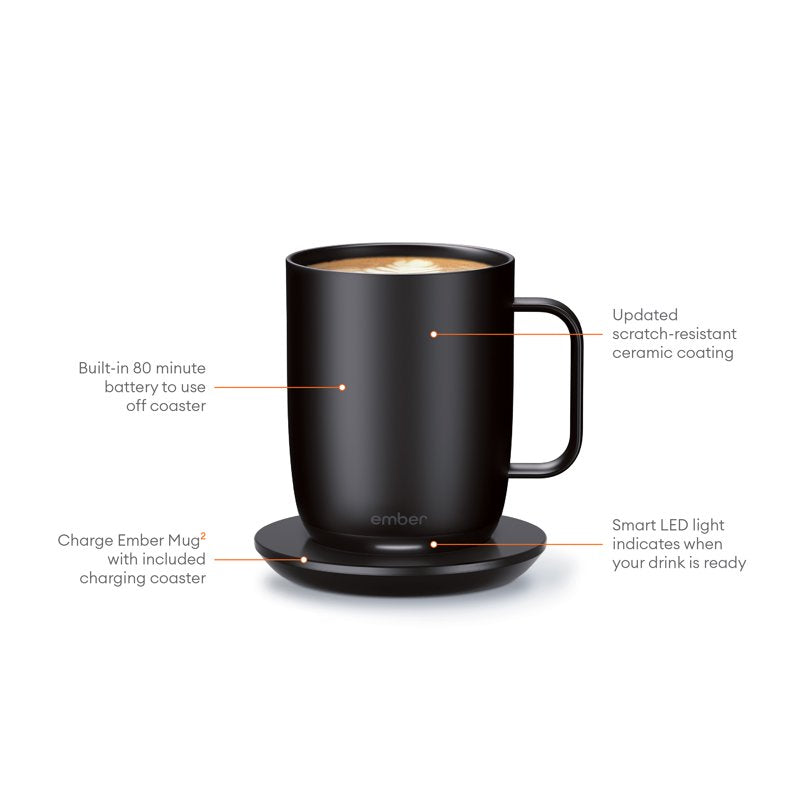 Smart Temperature Control Mug 2 - 14 oz, Black - App Controlled
