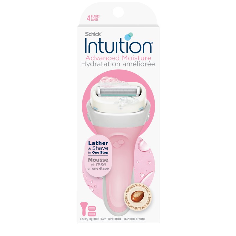 Moisturizing Women's Razor Handle with 2 Four-Blade Refill Cartridges