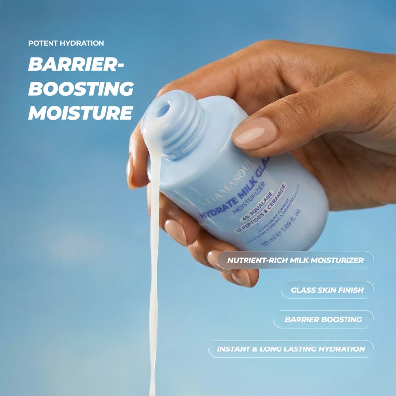 Hydrate Milk Glaze Moisturizer with Squalane, Peptides & Ceramides, 1.69 fl oz