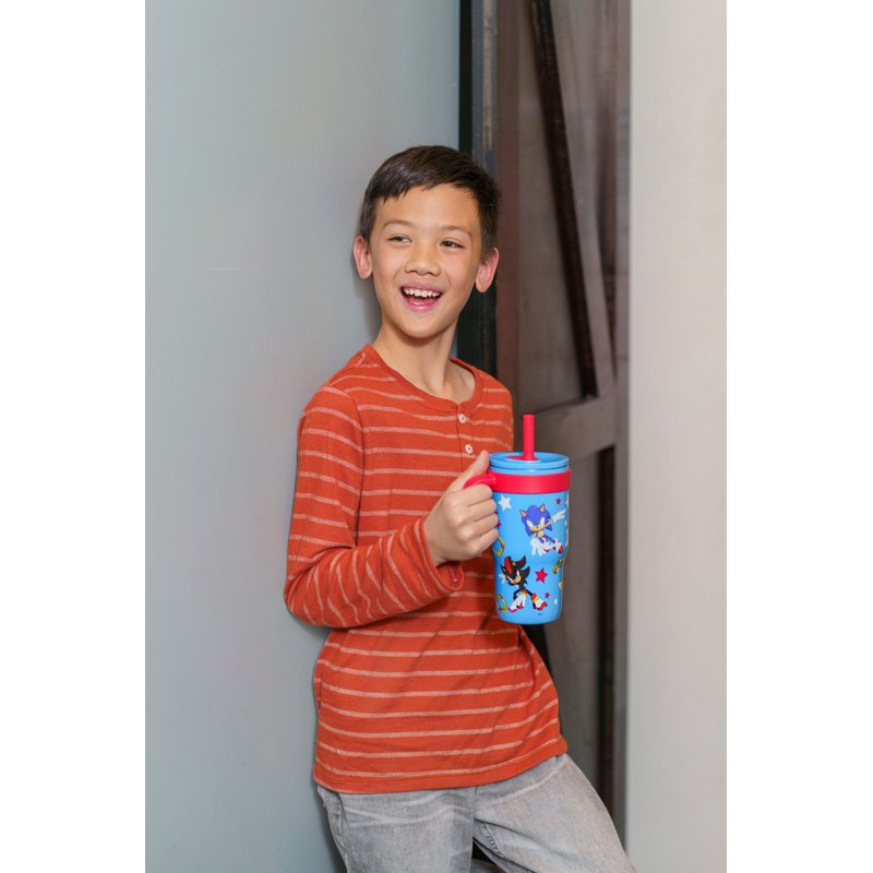 18oz Stainless Steel Kids Tumbler with Straw - Blue Sonic