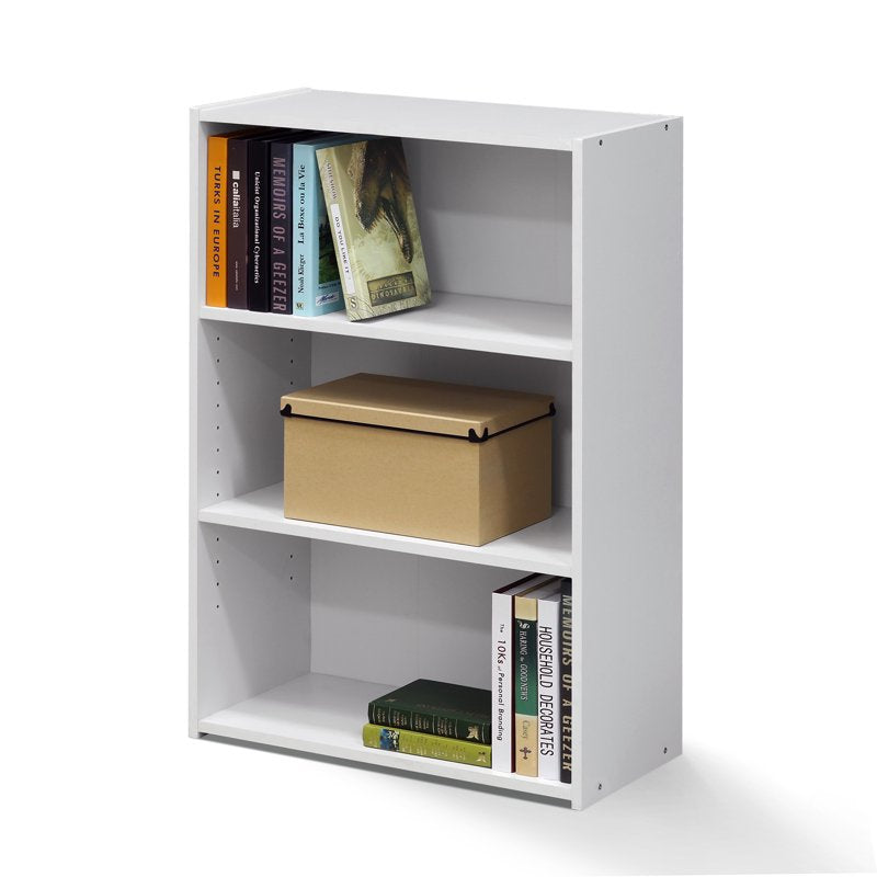 Contemporary 3-Shelf Bookcase in Soft White - Space Saving Design