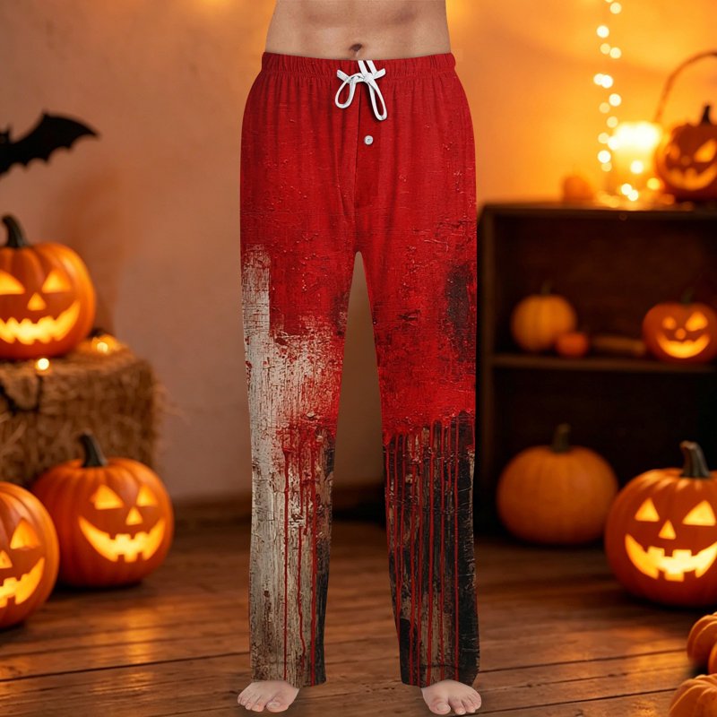Men's Halloween Printed Pajama Pants - Red XL Lounge Sleepwear